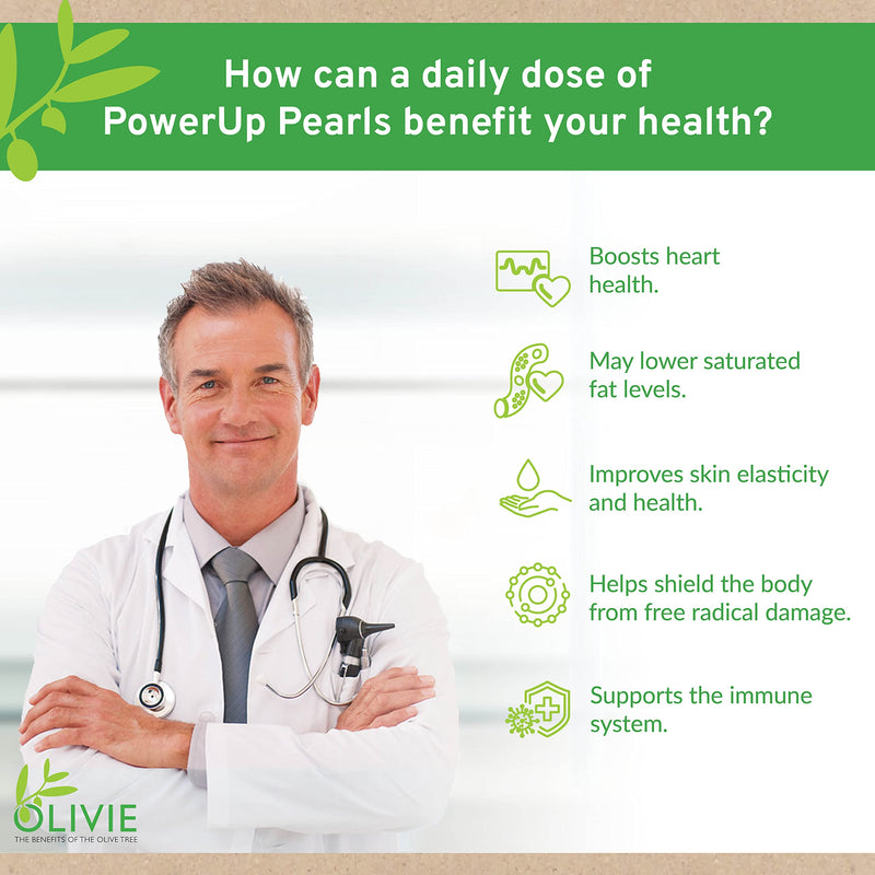[Australia] - Olive Leaf and Fruit Extract PowerUp Pearls by OLIVIE | Organic Polyphenols Supplement | Moroccan Desert Olive Oil Pearl Scrub for Skin | Antioxidant Immune System Booster | 340g Jar 340 grams 
