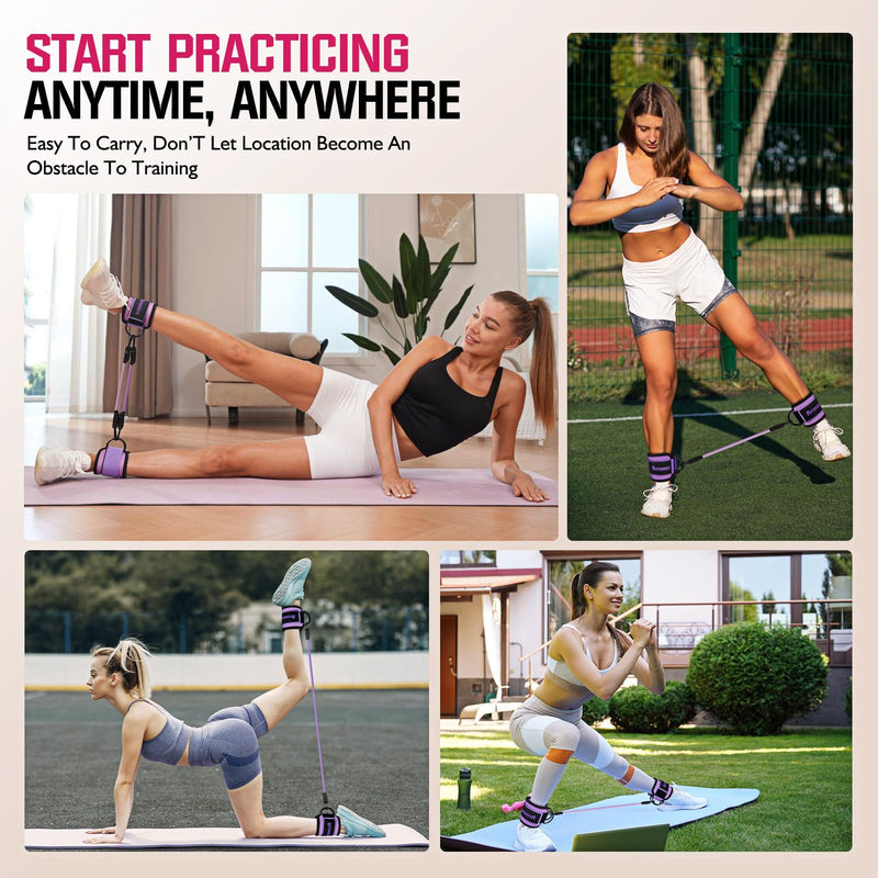 [Australia] - Ankle Resistance Bands with Cuffs, Home Gym Workout Equipment, Lifting Glute Butt Exercise Equipment for Women, Ankle Weights Fitness Set, Leg Booty Equipment for Training Perfect Body Shape 1-Purple New-60LBS 