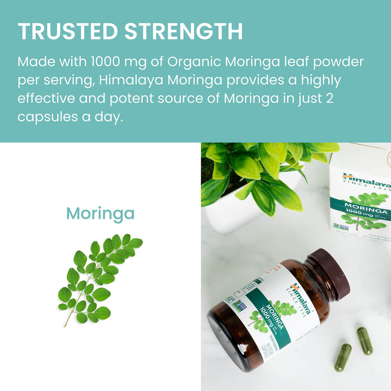 [Australia] - Himalaya Moringa - Herbal Superfood Antioxidants Supplement Supporting Wellness, Vitality, and Oxidative Stress - Vegan, Non-GMO, Gluten Free, 1000 mg, 60 Capsules 