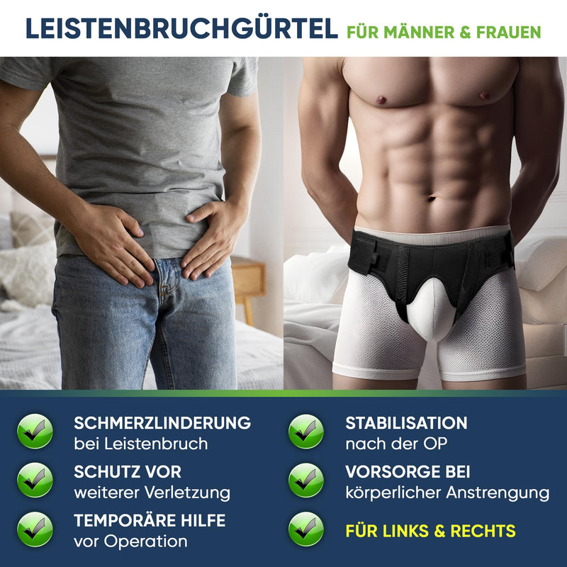 [Australia] - aHeal Inguinal Hernia Men's Medical Support Belt - Inguinal Hernia Belt for Men, Soft Elastic Hernia Band Inguinal Hernia, Pain Relief Inguinal Hernia Belt & Hernia Belt - Size 3 Black Size 3 (Pack of 1) 