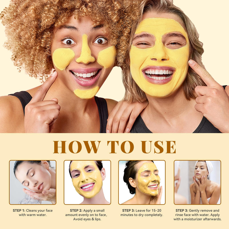 Turmeric Vitamin C Face Mask, 4.23 OZ | Deep Cleansing Clay Mask for Dull Skin, Skincare Facial Mask for Refining Pores & Controlling Oil, Smooth & Radiant Skin