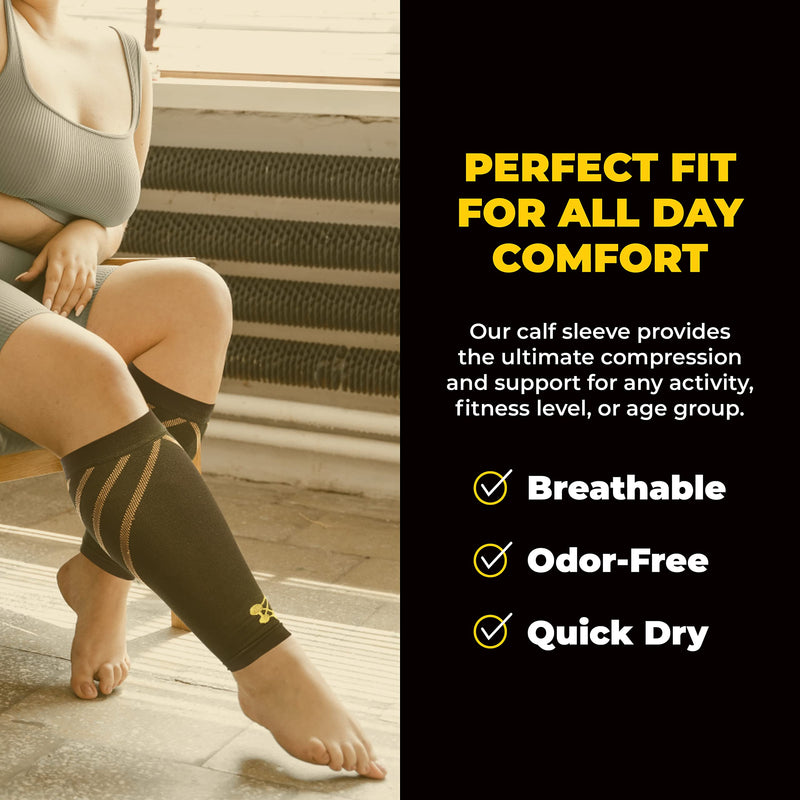 [Australia] - CopperJoint Wide Calf Compression Sleeve Men - Compression Calf Sleeve Women, Leg Sleeves for Men, Knee and Legs Sleeves Support for Runners, Basketball, Workout, Sports, 20-30mmHg - 2X-Large Copper Stripe 