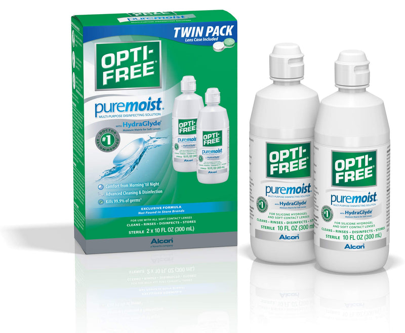 Opti-Free Puremoist Multi-Purpose Disinfecting Solution with Lens Case, 20 Fl Oz & Puremoist Rewetting Drops, 12-mL