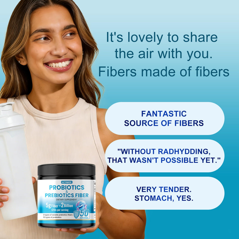 Probiotic Fiber Supplement | 3-in-1 Soluble Fiber Powder Promotes Gut Health and Improves Digestion | Contains 2 Billion live Probiotics | 3 Types of Fiber (300g Per Can, 1 Serving = 6g Dietary Fiber)