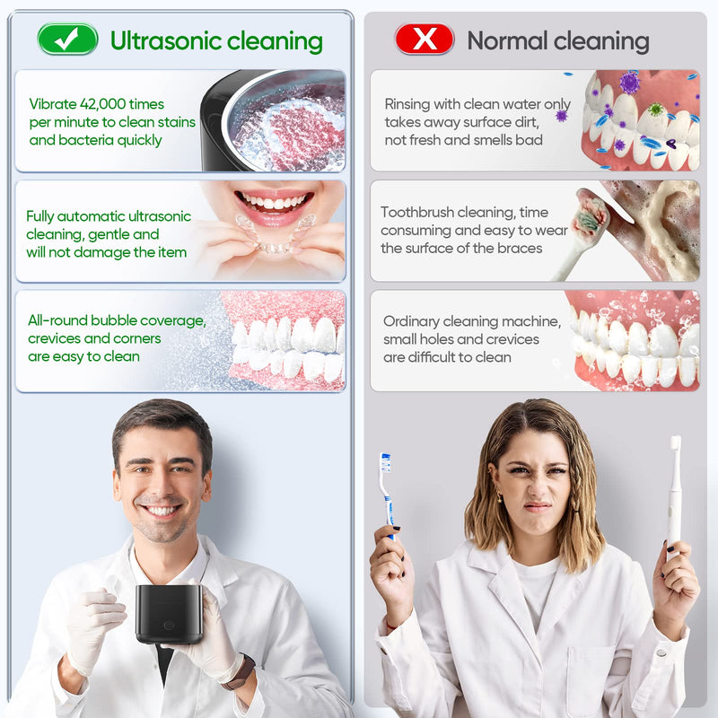 [Australia] - Cleaner, 42kHz Retainer Cleaner Machine, Cleaner for Dentures for all Dental, Aligner, Braces, Mouth, Toothbrush Head, Jewelry 