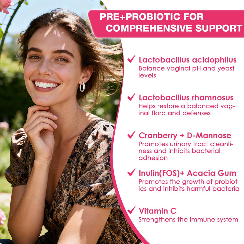 ZEBORA Vaginal Probiotics for Women with Cranberry, 90 Vegan Capsules | With Organic Prebiotics, D-Mannose, and Vitamin C, Supports Urinary Tract Health, Vaginal pH, and Gut Health, Gluten Free 90 Count (Pack of 1)