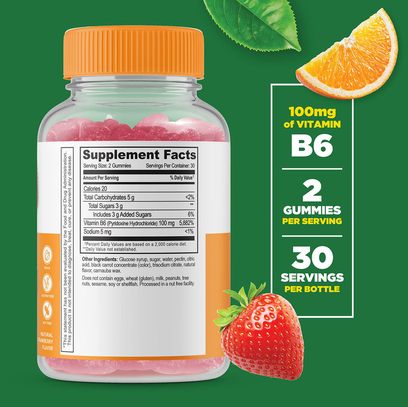 Lifeable Vitamin B6 + Iron with Vitamin C, Gummies Bundle - Great Tasting, Vitamin Supplement, Gluten Free, GMO Free, Chewable