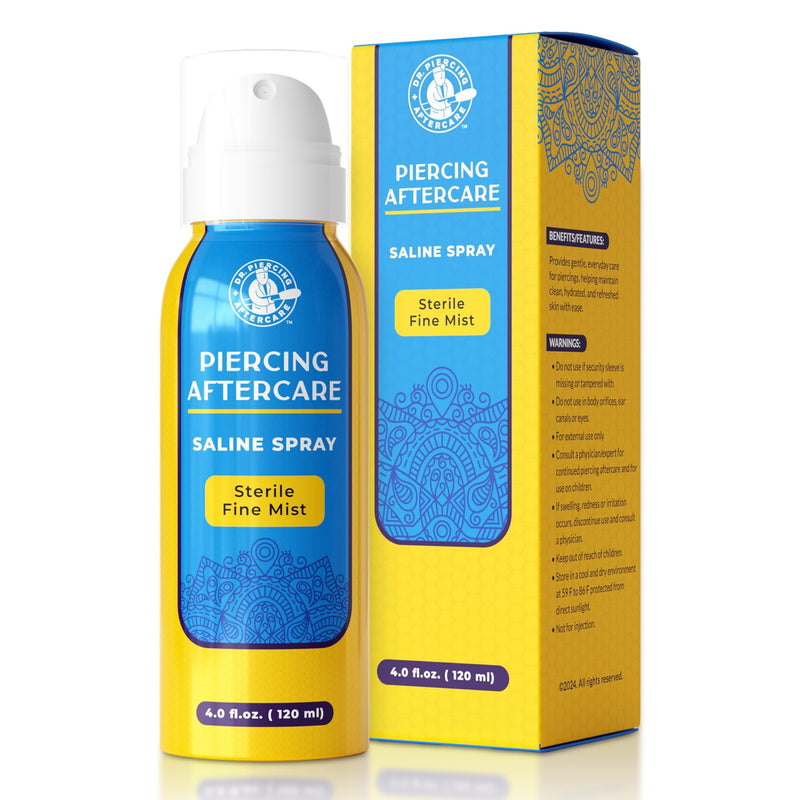 [Australia] - Dr. Piercing Aftercare ‚Äì Piercing Aftercare Sterile Saline Spray - Sterile Saline Solution for Piercings - Ear Piercing Cleaner Saline Wash Spray - Nose, Ear, Belly & Piercing Bump ‚Äì 4.0 oz 4 Ounce 