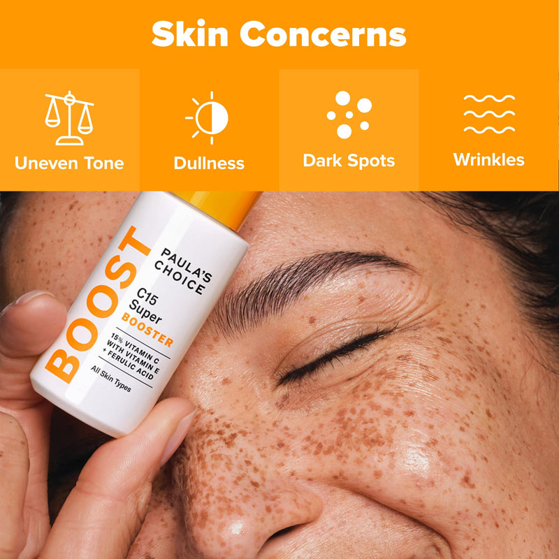 Paula's Choice BOOST C15 Super Booster 15% Vitamin C Face Serum | Daily Serum with Vitamin E & Ferulic Acid for Discoloration & Glow, Fragrance-Free Vitamin C15 (Kit)