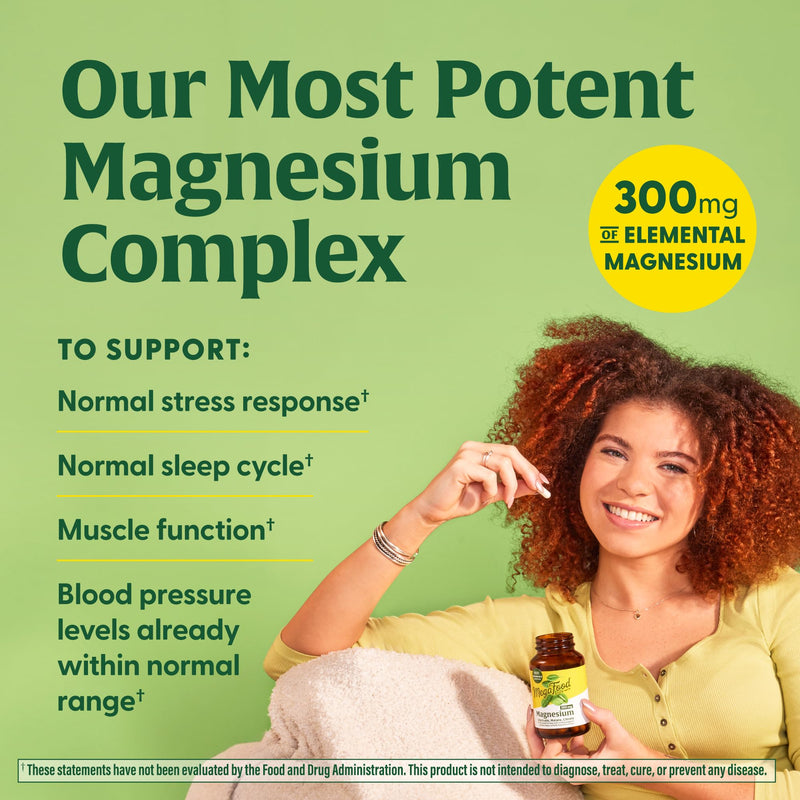 [Australia] - MegaFood Magnesium 300 mg - Highly absorbable blend of Magnesium Glycinate, Magnesium Citrate & Magnesium Malate to Help Support Heart, Nerve Health and Relaxation - 60 Capsules (30 Servings) 60 Count (Pack of 1) 