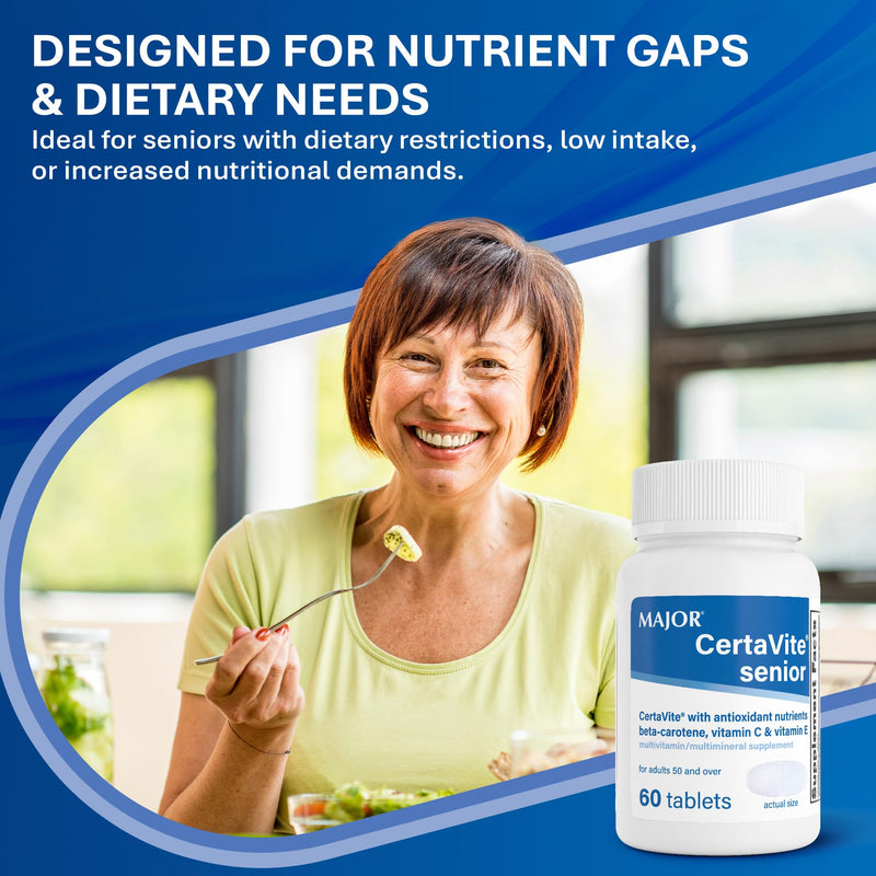 MAJOR CertaVite Senior Multivitamin with Antioxidants, 60 Tablets | Multivitamin for Women and Men With Beta-Carotene, Iron, Vitamin C and E, Supports Immunity, Energy and Vision