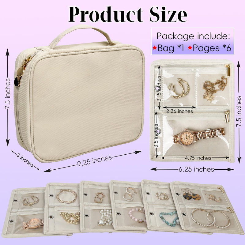 2 PCS Travel Jewelry Organizer Cases,Small Jewelry Bags with Clear Zipper Velvet Pouches for Traveling