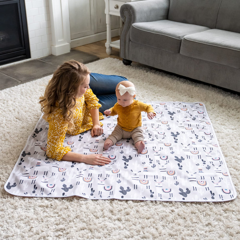 [Australia] - BABYBOET Splat Mat for Baby – Under High Chair Floor Mat Protects Wood, Vinyl and Carpet from Spills – Waterproof 4 Layer Baby Mat with Anti-Skid Backing Deters Bunching and Sliding (51” x 51”) Grey Alpaca 