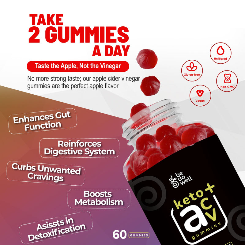ACV Gummies –Apple Cider Vinegar Gummies with Mother 1200mg- | Digestive Health, Energy, Immune and Metabolism Support | - with Vitamin C, B12, B6 & Beetroot & Pomegranate Vegan 60 Count (1) 1