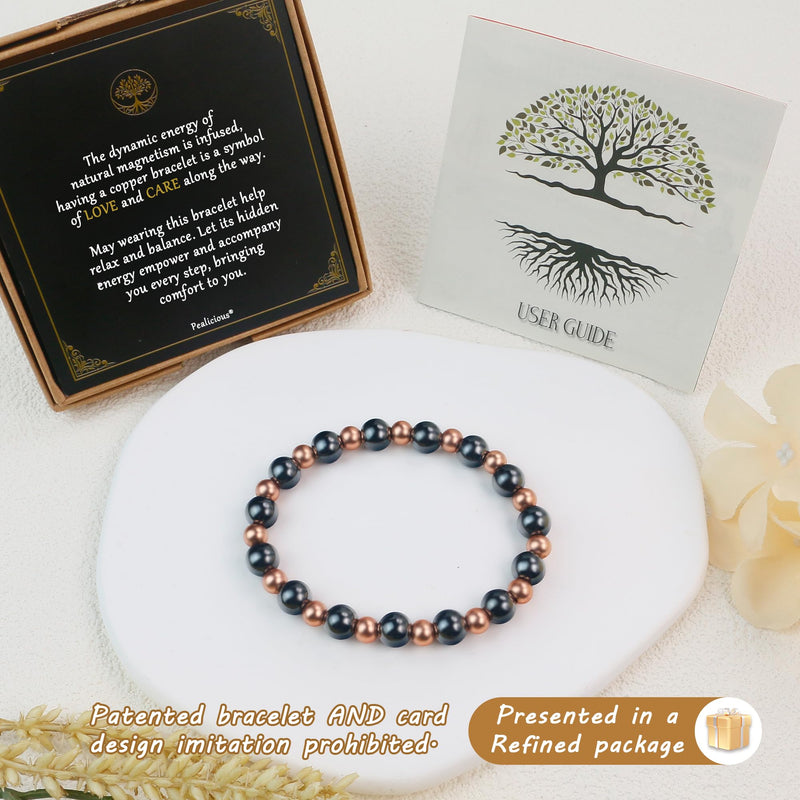 [Australia] - Copper Bracelets for Women Magnetic Bracelet as Boss Gifts for Women,Dainty Copper Jewelry with 3800 Gauss Magnets, Birthday Gifts for Her Stretch Bead Braclets Pulseras Para Mujer Women 6.5"-8.5" 