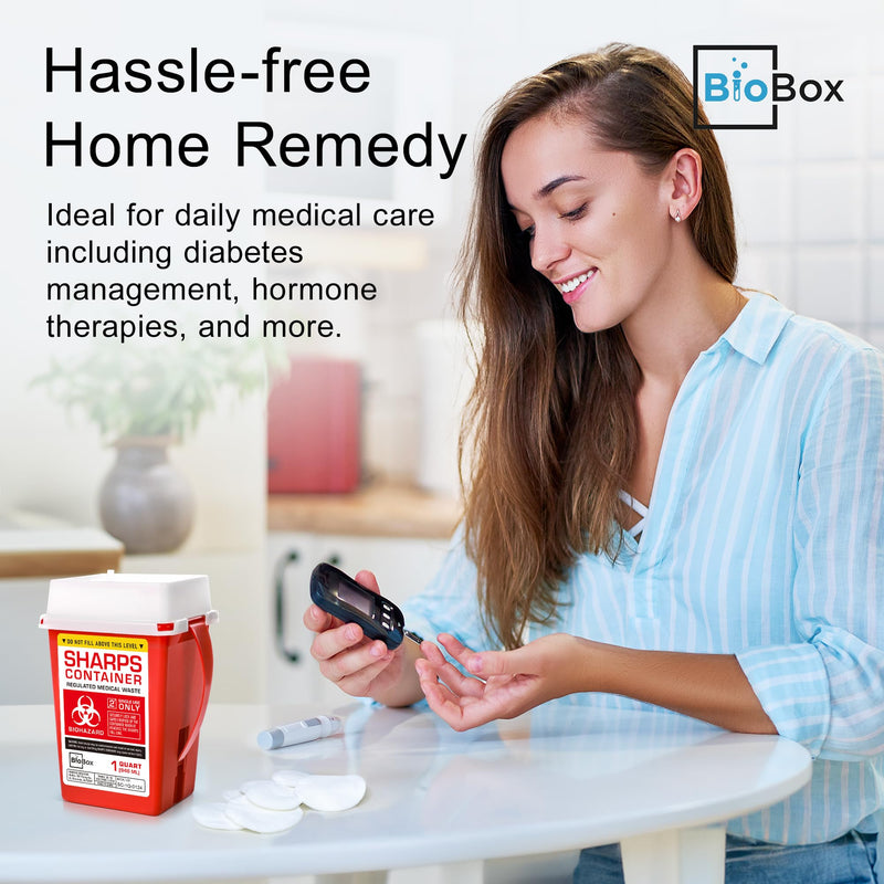 [Australia] - Sharps Container Small - Sharps Containers for Home Use and Labs - Portable Needle Disposal and Travel Size Biohazard Bin - 1 Quart (Pack of 1) 1.0 