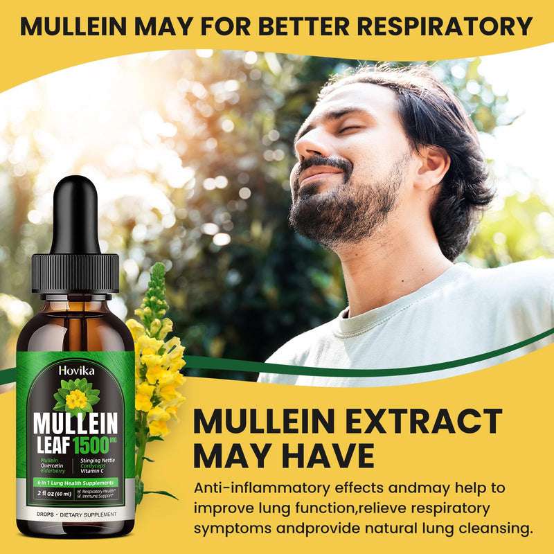 [Australia] - Mullein Drops for Lungs - Mullein Leaf Extract with Quercetin, Cordyceps, Elderberry, Stinging Nettle, Vitamin C, Support Lung Cleanse & Respiratory Function, Natural Supplement, 2 Fl Oz 