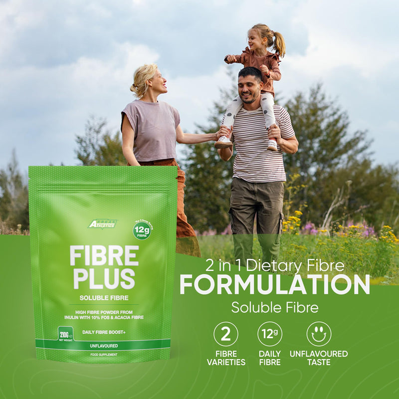 Soluble Fibre Powder Supplement 210g - Prebiotic Soluble Fibre Powder from Multiple Sources - 12g Fibre Per 2 Scoop Serving - Fibre Supplement for Men & Women UK Made