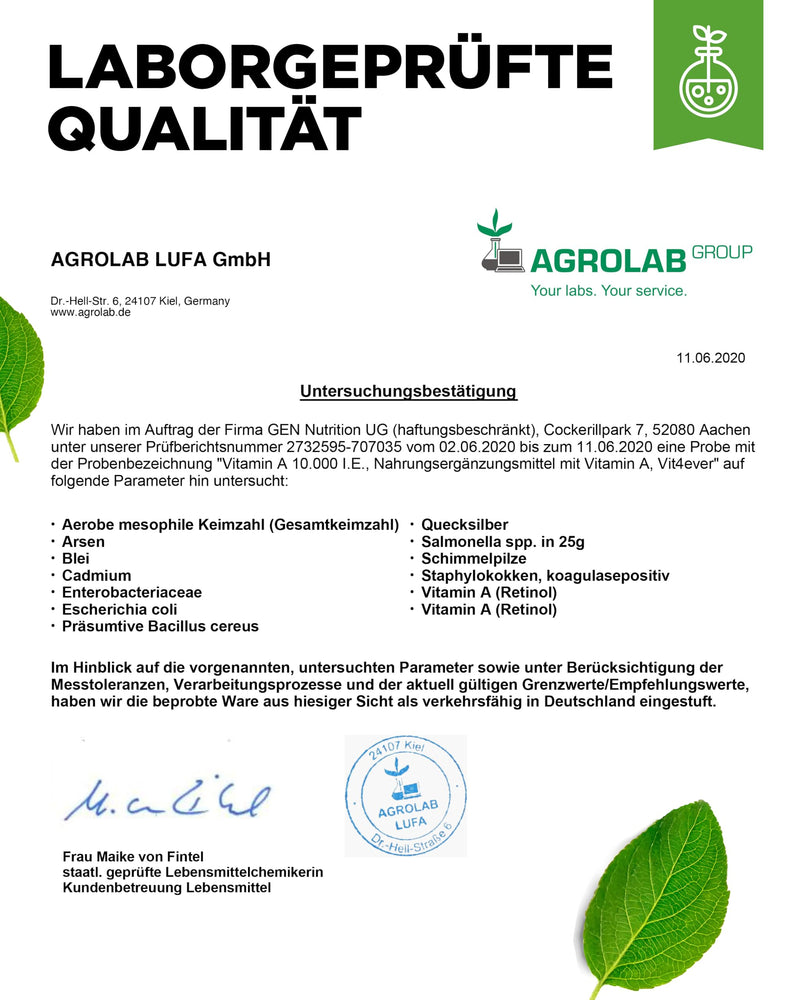 [Australia] - Vitamin A - 10,000 IU (3000 µg) - 365 tablets - Alternative to capsules - High-dose retinyl acetate - Without unwanted additives - Eyes, skin, immune system - Vegan 