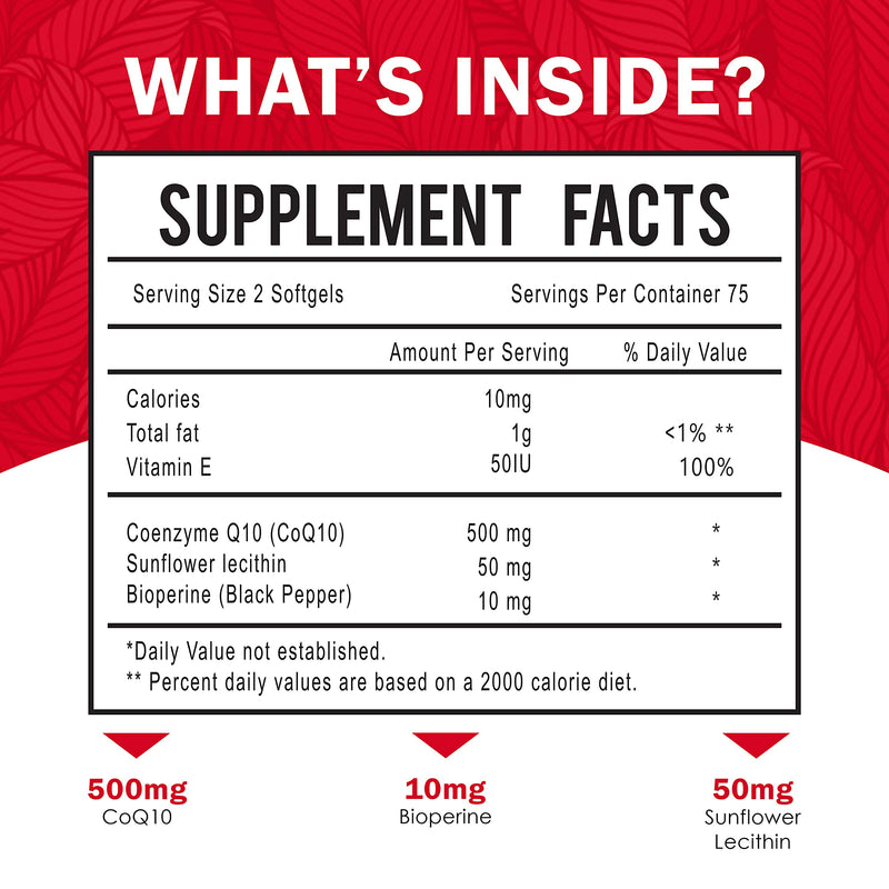 Dr. JOEL'S MOM Nutrix CoQ10 500mg – Cellular Energy Production Support – Best Absorption with Bioperine – 150 Softgels – Made in USA