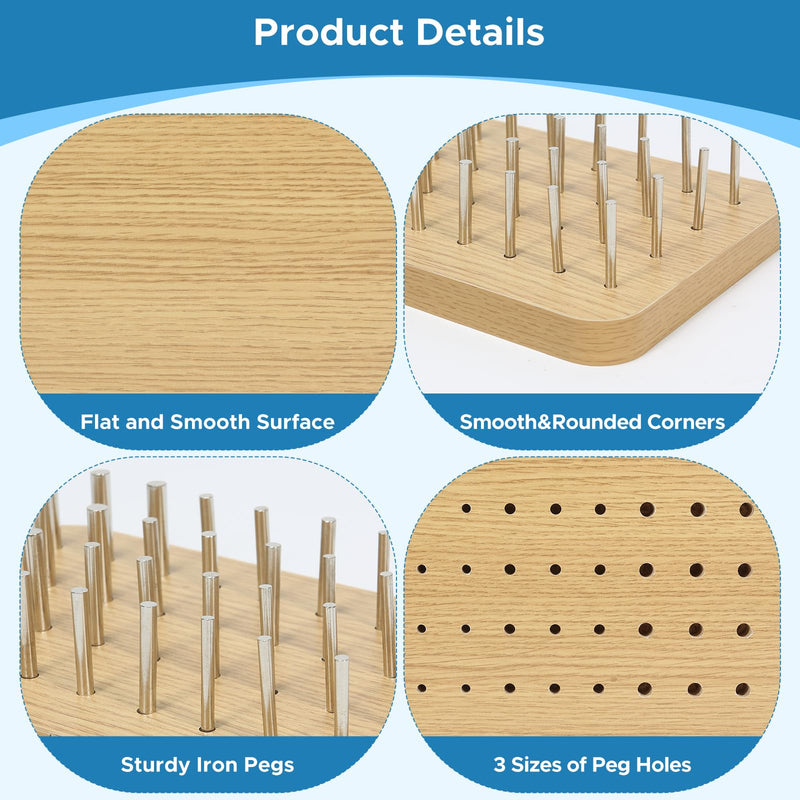 [Australia] - 36-Hole Wooden Pegboard for Occupational Therapy, Hand Therapy Peg Board with 3 Sizes of Round Iron Pegs to Improve Finger Dexterity, Fine Motor Coordination & Sensory Rehabilitation 