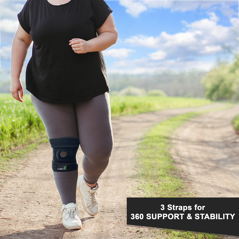 [Australia] - TechWare Pro Knee Brace Support - Knee Braces for Knee Pain. Relieves ACL, LCL, MCL, Meniscus Tear, Arthritis, Tendonitis Pain. Dual Stabilizers Non Slip Neoprene. Adjustable Bi-Directional Straps -5 Sizes Black Large 