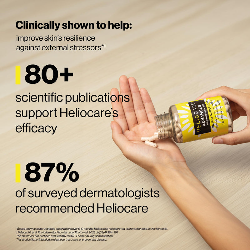 Heliocare Advanced with Nicotinamide Antioxidant Supplement, 120 Capsules | Patented Skin Health Antioxidant with 240mg Polypodium Leucotomos & 500mg Niacin B3, Clinically Proven Antioxidan Supplement