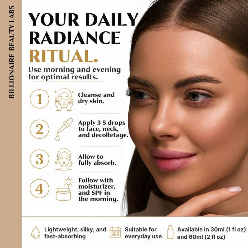Billionaire Beauty Labs Vitamin C Serum for Face - Anti Aging Brightening Serum with Hyaluronic Acid & Vitamin E - Hydrating Facial Serum for Radiance, Fine Lines & Wrinkles - Made in USA 2 fl oz 2 Fl Oz (Pack of 1)