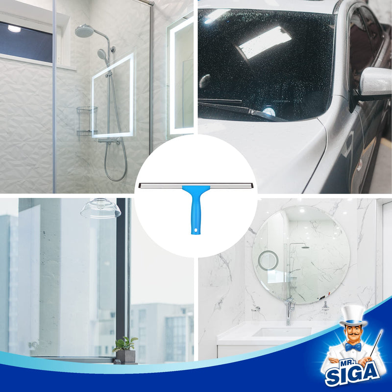 [Australia] - MR.SIGA Professional Window Cleaning Combo - Squeegee & Microfiber Window Scrubber, 14" 14-inch Blue 