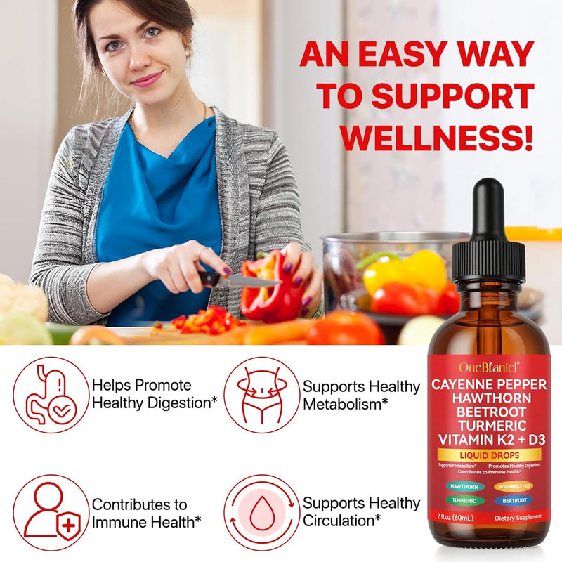 [Australia] - New Cayenne Pepper Drops, Cayenne Pepper Extract, Liquid Drops with Hawthorn Support for Blood Flow - 2 Bottles(60ml) 