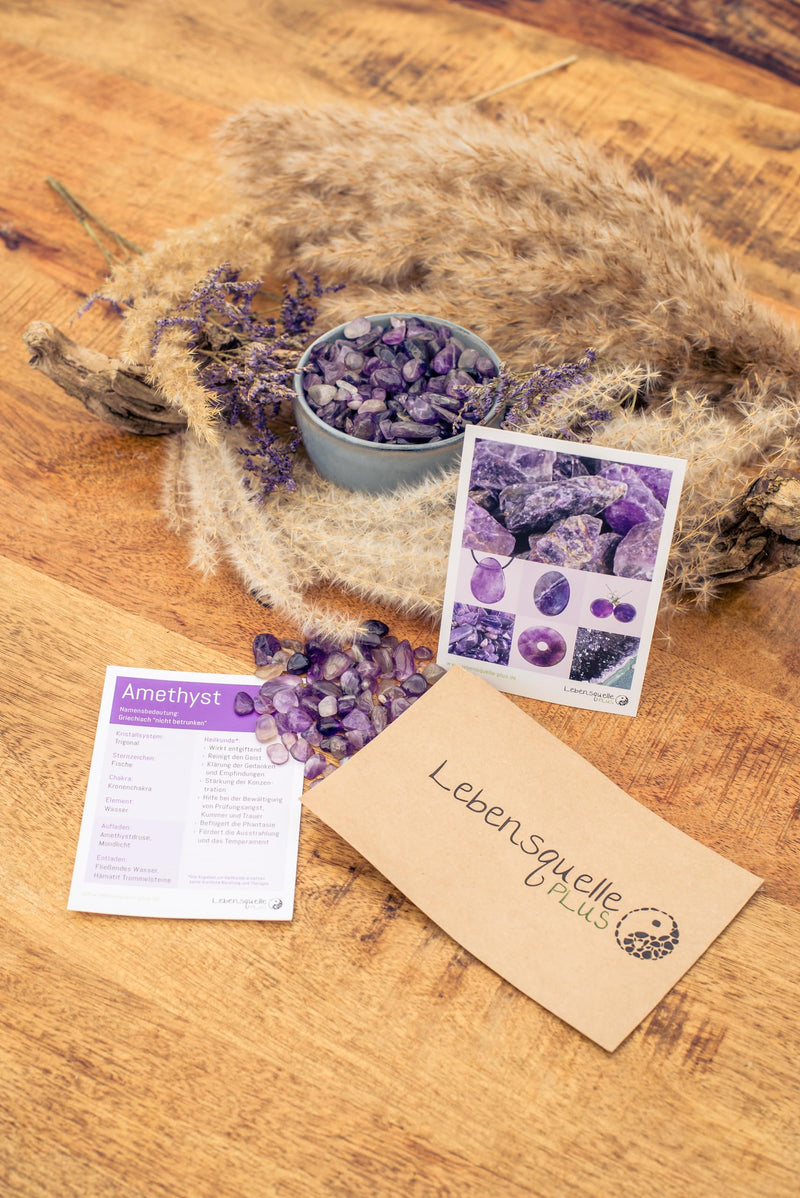 [Australia] - Amethyst mini tumbled stones | Gemstone chips 100 grams | 5mm diameter | Source of Life Plus 