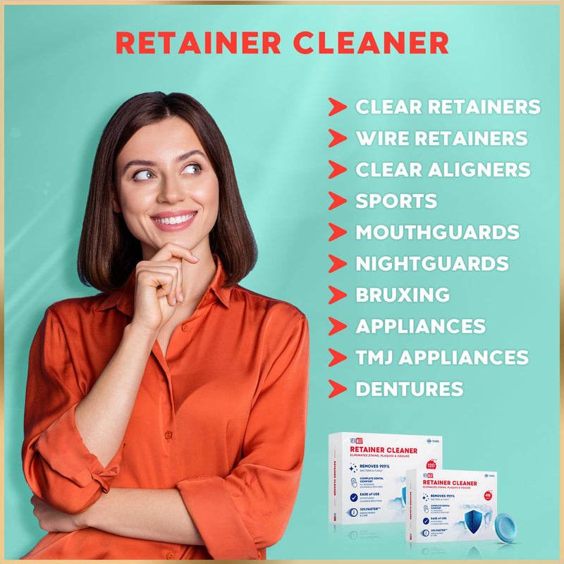 [Australia] - Vevmax retainer cleaning tablets - 48 tablets (1.5 month supply) retainers, dentures, mouth guards, braces, aligner cleaner, perfect for ultrasonic braces cleaner 