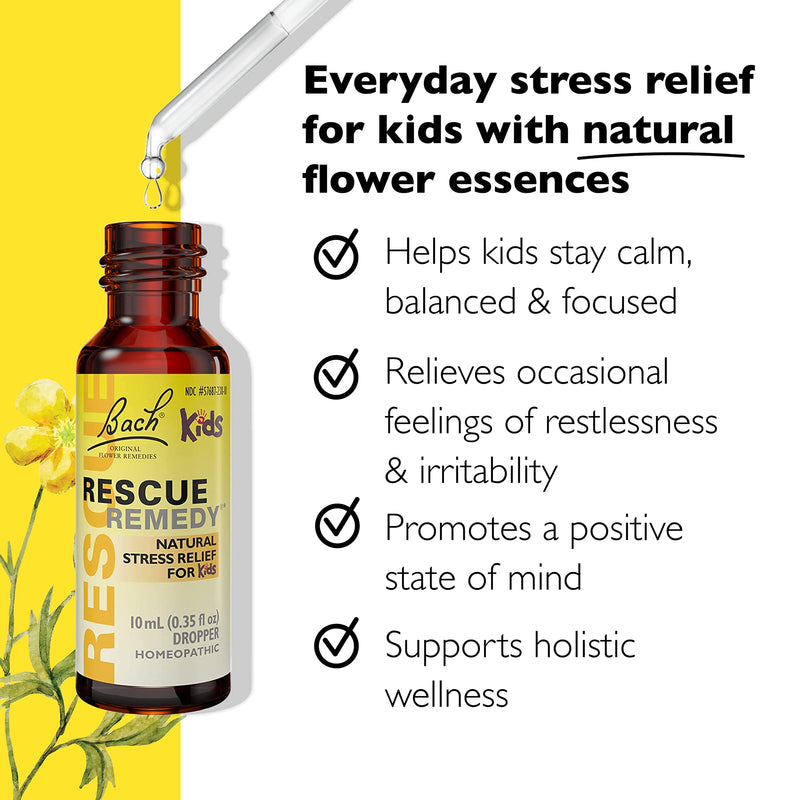 Kids Day & Night Bundle, Bach RESCUE Remedy Kids Dropper [and] RESCUE Sleep Kids Dropper- 2-Pk, Stress Relief & Sleep Support with Natural Flower Esssences, Homeopathic, Non-Alcohol Formula, 10mL Ea