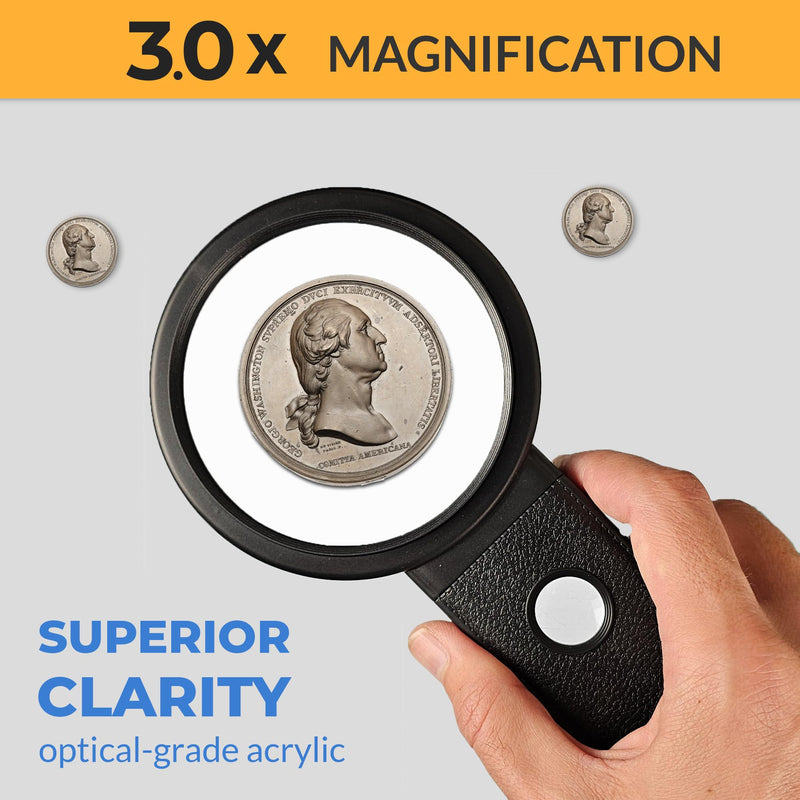 [Australia] - Vision Aid 30x Hands-Free Magnifier with Ultra Bright LED Lights and Case, 40x Magnifier with Stand for Reading Jewelry, Coins, Watches, Hobby, Crafts, Close Work, USB Rechargeable, Black USB Rechargeable - Deluxe Edition 