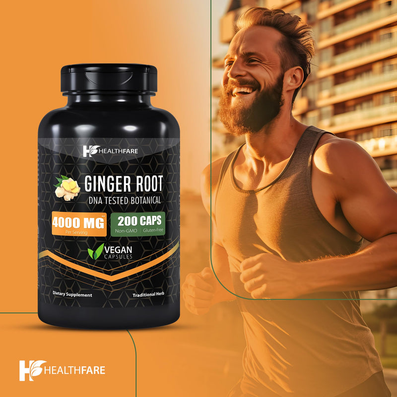 [Australia] - Ginger Root Capsules 4000mg | 200 Count | Ultra Strength Supplement | Gluten-Free & Non-GMO 