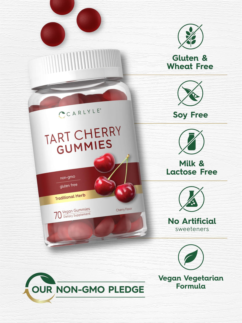 Carlyle Tart Cherry Gummies | 2000mg | 70 Count | Cherry Flavor | Vegan, Non-GMO, and Gluten Free Formula 70 Count (Pack of 1)