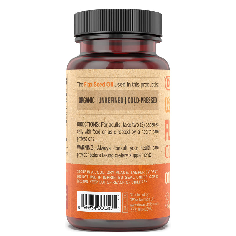 [Australia] - Deva Vegan Omega-3 Flaxseed Oil Supplement - 1000 MG Per Serving - Cold-Pressed & Unrefined - Fish Oil Alternative - with Omega-3 ALA - 90 Capsules, 1-Pack 