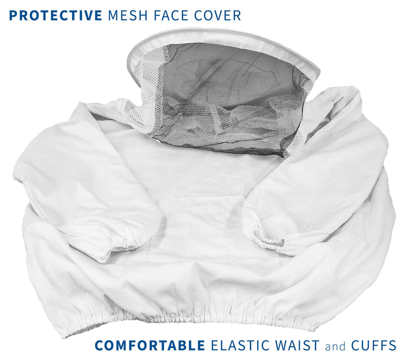 [Australia] - VIVO Professional White Extra Large Beekeeping Suit, Jacket, Pull Over, Smock with Veil BEE-V105XL X-Large - Jacket 