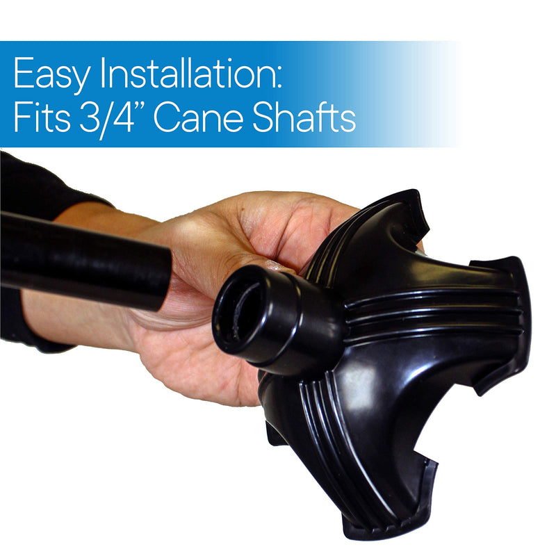 [Australia] - RMS Cane Tip - Self Standing Quad Base Replacement for Most Walking Canes, Walking Sticks, Folding Canes or Offset Quad Pod or Tripod Canes - 4 Prong Rubber Cane Foot Pad (Black) 