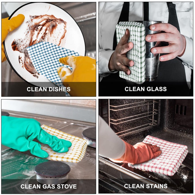 [Australia] - Nialnant 8 Pcs Kitchen Dish Rags,100% Cotton Soft Absorbent Quick Drying Dish Cloths for Kitchen,Washing Dishes,Cleaning rags-11 x 11In Red+orange+teal+dark Green 8PCS - 11 x 11 in 