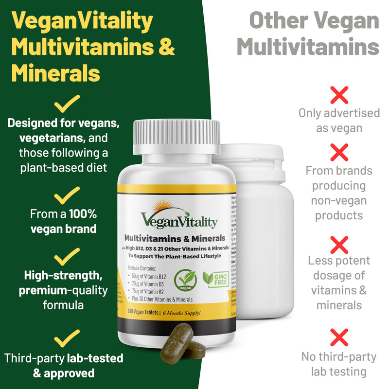Vegan Vitality Lion's Mane x General Health Combo Bundle - 6 Months Lion's Mane and Multivitamins
