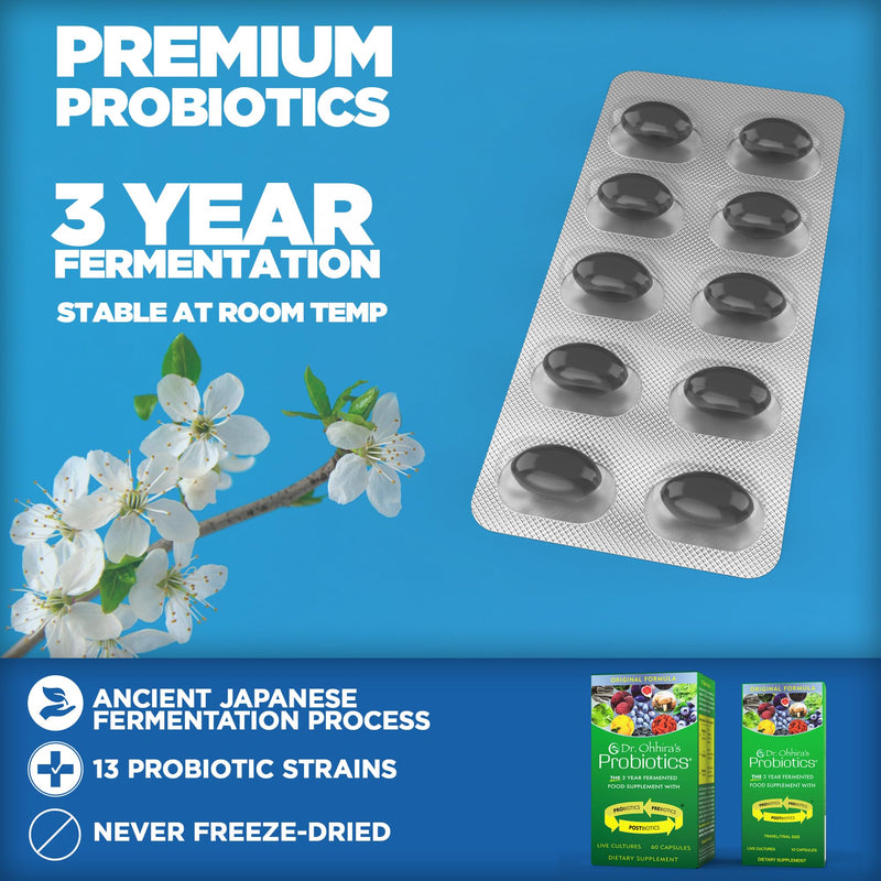 [Australia] - Dr. Ohhira's Probiotics, Original Formula, 60 Caps with Bonus 10 Capsule Travel Pack - 13 Probiotic Strains with Prebiotics and Postbiotics 