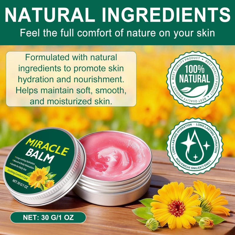 2 Pack Miracle Balm for Swollen Legs, Veins Soothing, Relaxing & Comfortable, Botanical Formula with Calendula for Back, Hands, Feet and Body 1 Ounce (Pack of 2)
