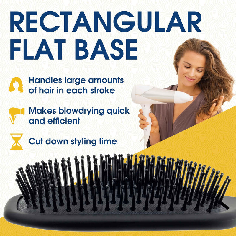 Giorgio Detangling Paddle Brush - Large Air Cushion Paddle Brush with Ball Tip Tourmaline Bristles - Anti Static Hair Care Tool for Men and Women, Wet or Dry - Black