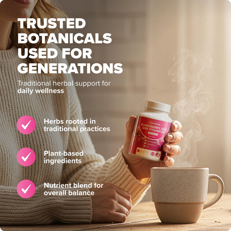 Rosabella Elderberry, Zinc & Vitamin D3 Capsules – Elderberry Supplement with Echinacea, Vitamin C & Zinc, Immune Support Supplement for Daily Wellness, Vegan Capsules – 90 Count (Pack of 1) 90 Count (Pack of 1)