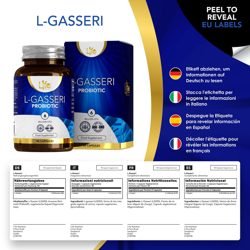 LN Lactobacillus Gasseri | 90 Lactobacillus Probiotic Capsules - High Strength 3 Billion CFU L-Gasseri Probiotic per Serving | Non-GMO, Gluten & Allergen Free | Made in The UK