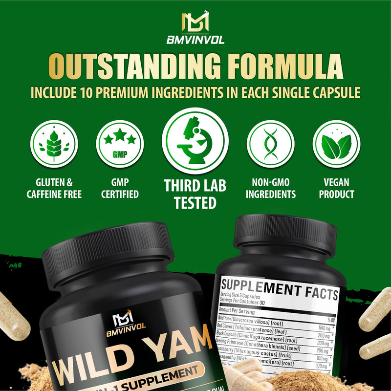 [Australia] - Wild Yam Supplement | Red Clover, Black Cohosh, Evening Primrose, Berberine, Myo-Inositol - Hormone Balance for Women [ 90 Capsules] 