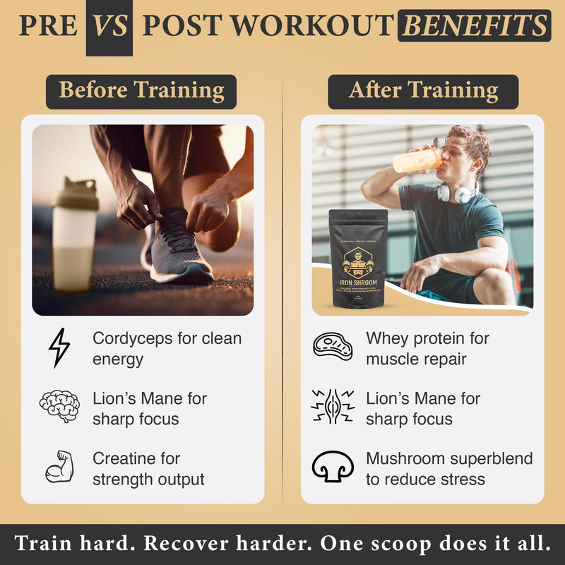 Iron Shroom by Cognitive Brews Chocolate Functional Performance Powder | Whey Protein, Creatine & 4 Mushroom Super Blend | 300g | 30 Servings Iron Shroom (Creatine)