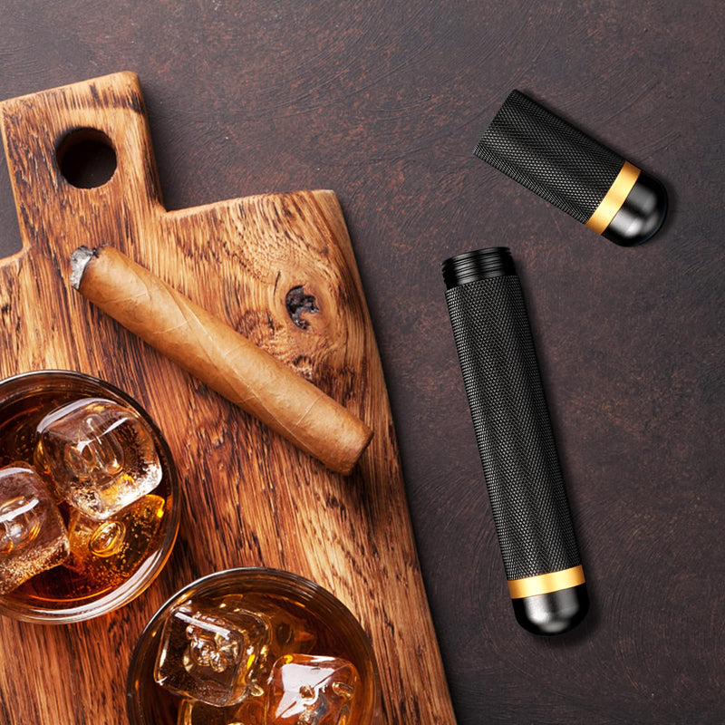 [Australia] - Scotte Aluminum Cigar Tube Elegant Cigar Holders 2 Colors (Black) Black 