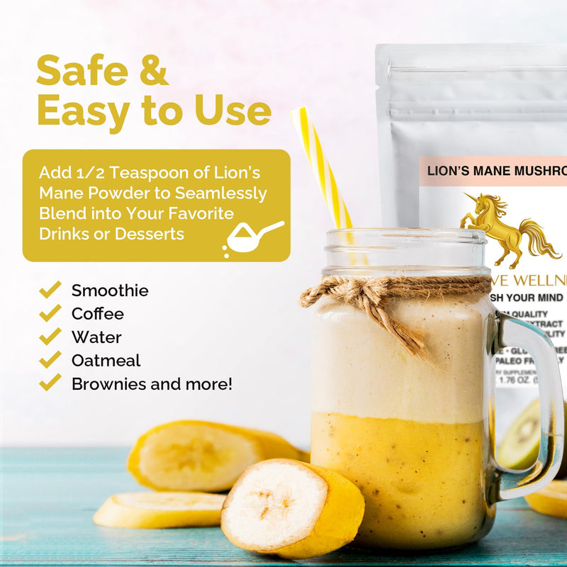 Addictive Wellness Lions Mane Supplement Powder, Premium Quality Lions Mane Mushroom Powder Dual-Extract Nootropic, Sugar Free, Vegan & Paleo Lion's Mane Mushroom Supplement - 1500 mg 50 g (Pack of 1)